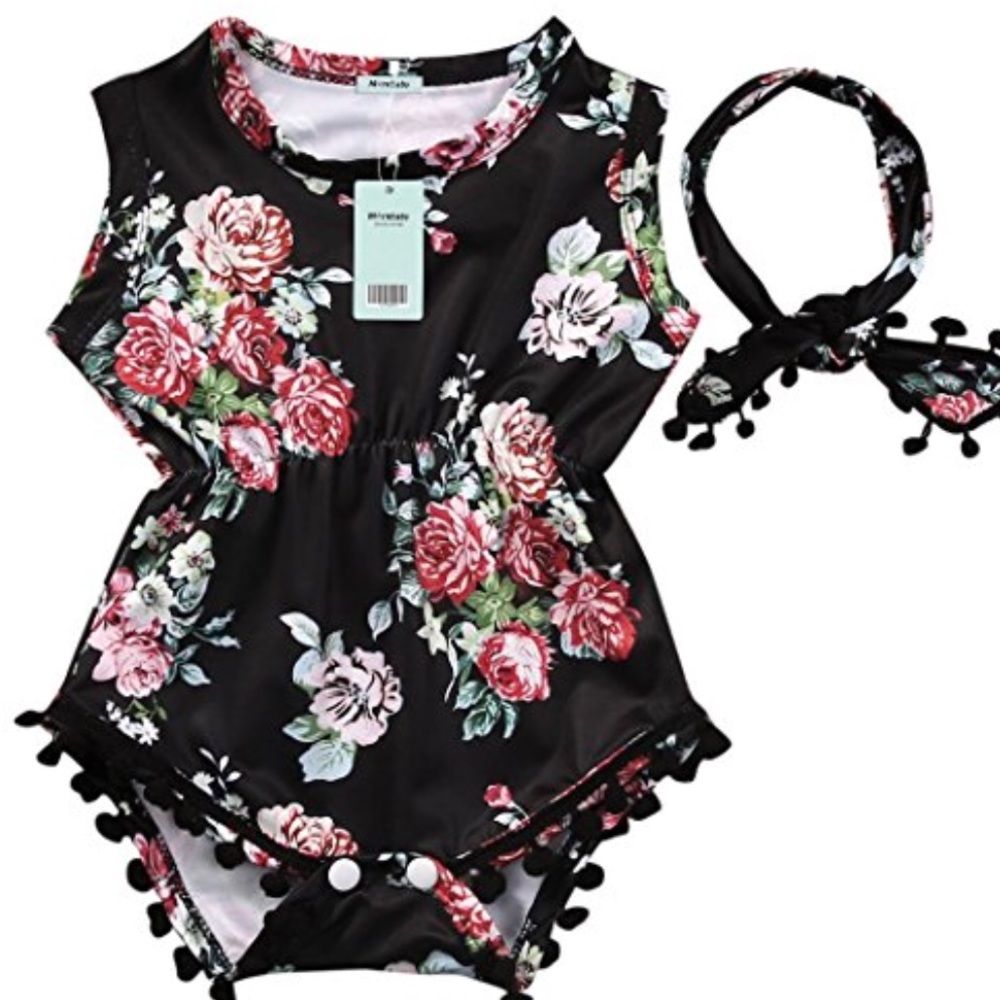 Newborn Baby Girl Rompers  tanssel Sleeveless - Picture 6 of 8